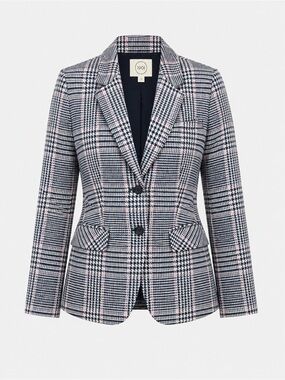 1901 Black and Pink Plaid Tailored Blazer